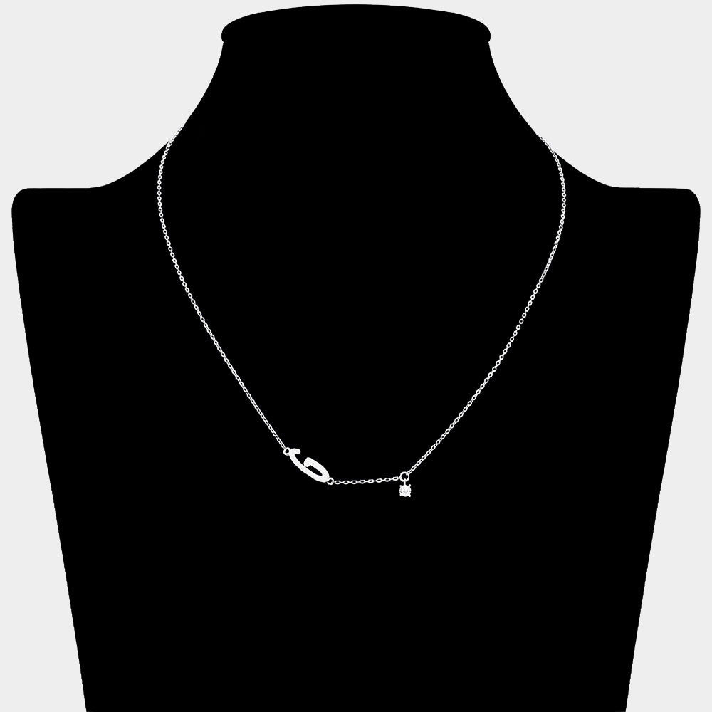 iLLASPARKZ Brass Metal Cubic Zirconia Monogram Pendant Necklace