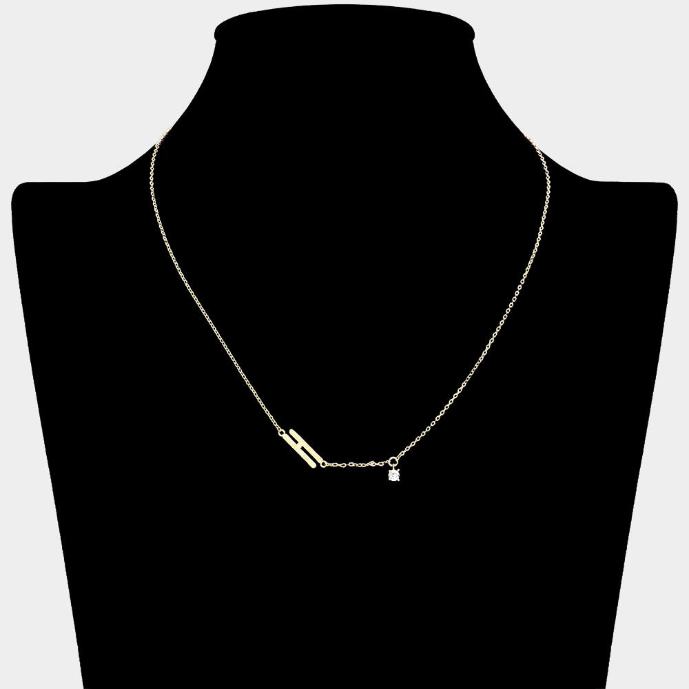 iLLASPARKZ Brass Metal Cubic Zirconia Monogram Pendant Necklace