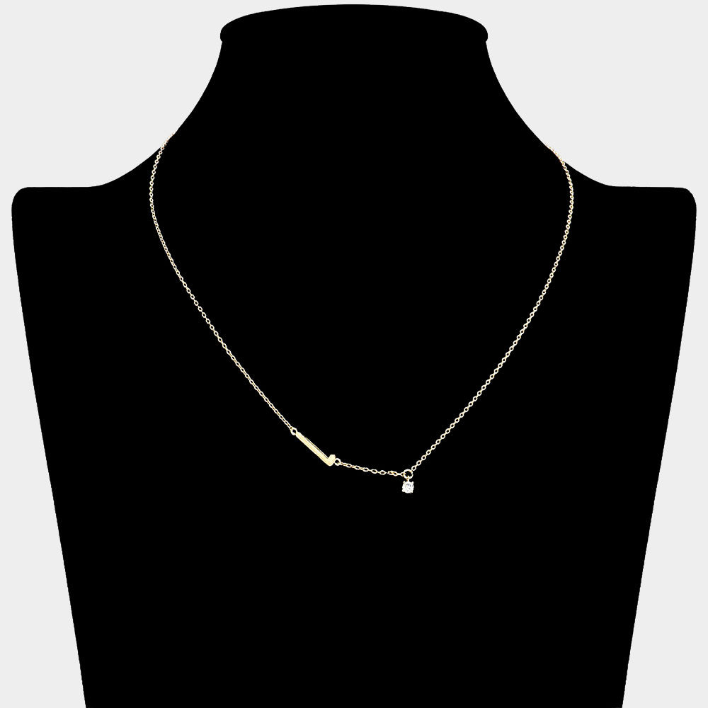 iLLASPARKZ Brass Metal Cubic Zirconia Monogram Pendant Necklace