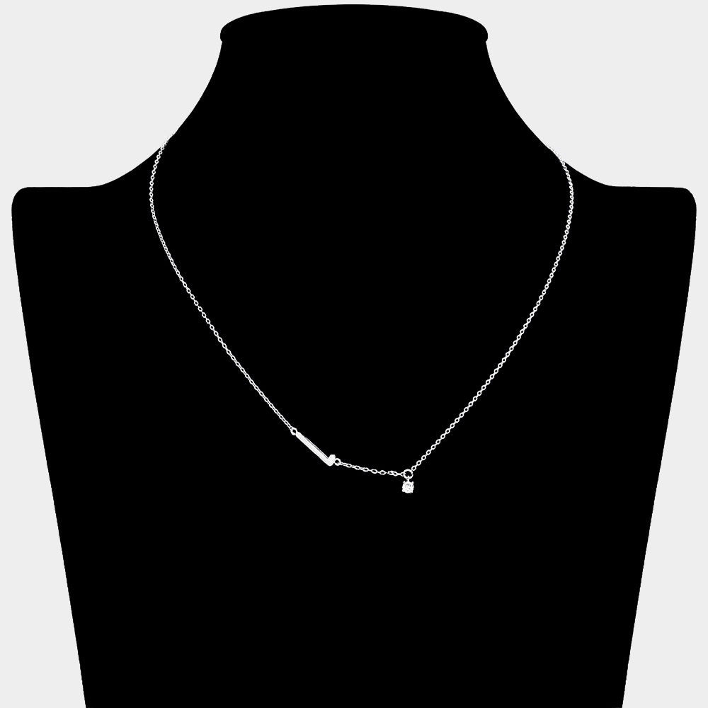 iLLASPARKZ Brass Metal Cubic Zirconia Monogram Pendant Necklace