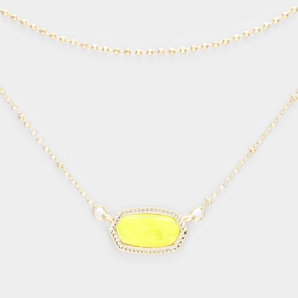iLLASPARKZ Marbled Hexagon Pendant Double Layered Necklace