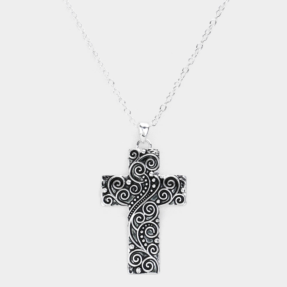 iLLASPARKZ Antique Metal Western Cross Pendant Necklace