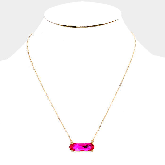 iLLASPARKZ Oval Stone Pendant Necklace