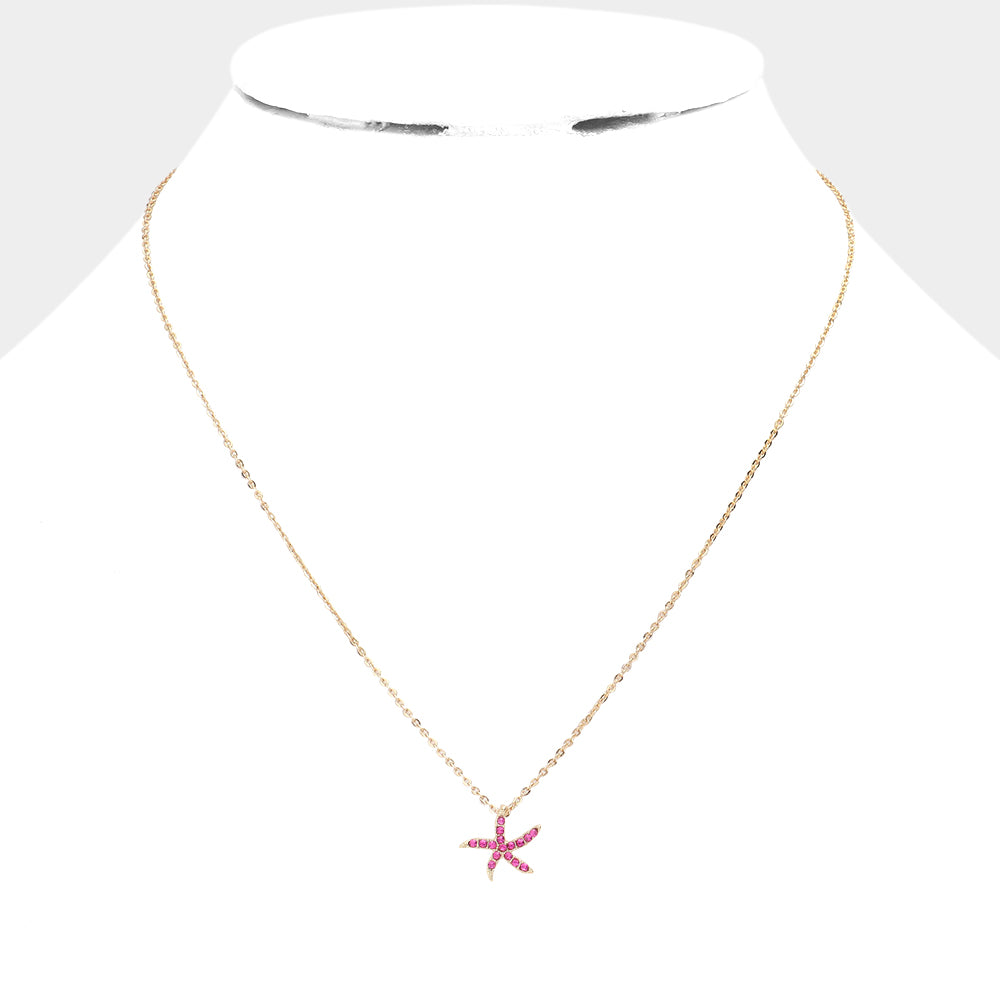 iLLASPARKZ Rhinestone Paved Starfish Pendant Necklace