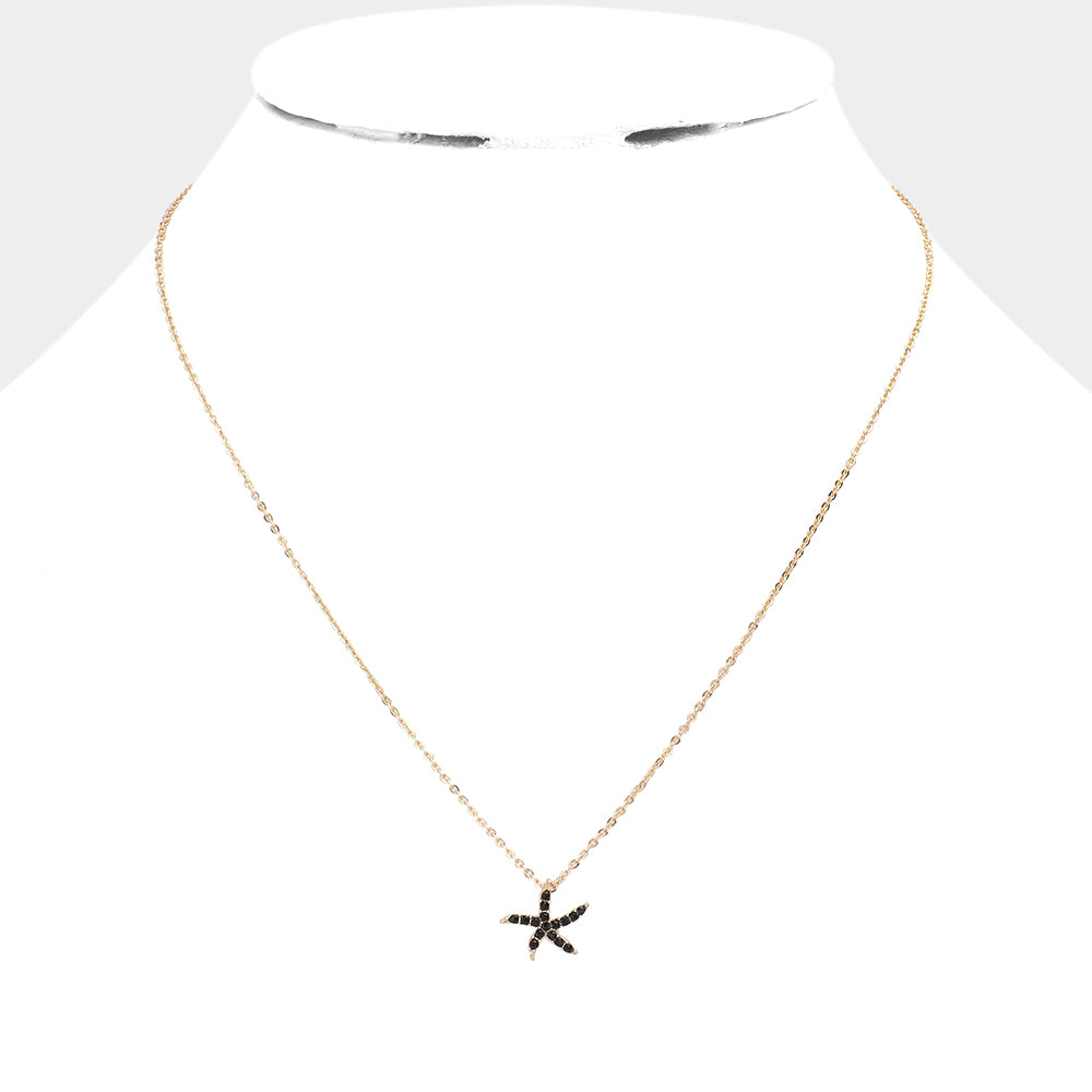 iLLASPARKZ Rhinestone Paved Starfish Pendant Necklace