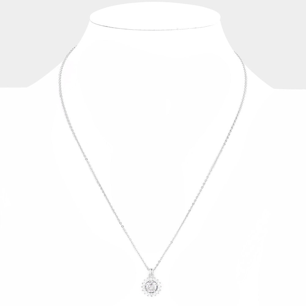 iLLASPARKZ CZ Stone Embellished Flower Pendant Necklace