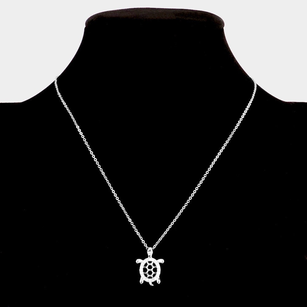 iLLASPARKZ CZ Embellished Metal Turtle Pendant Necklace