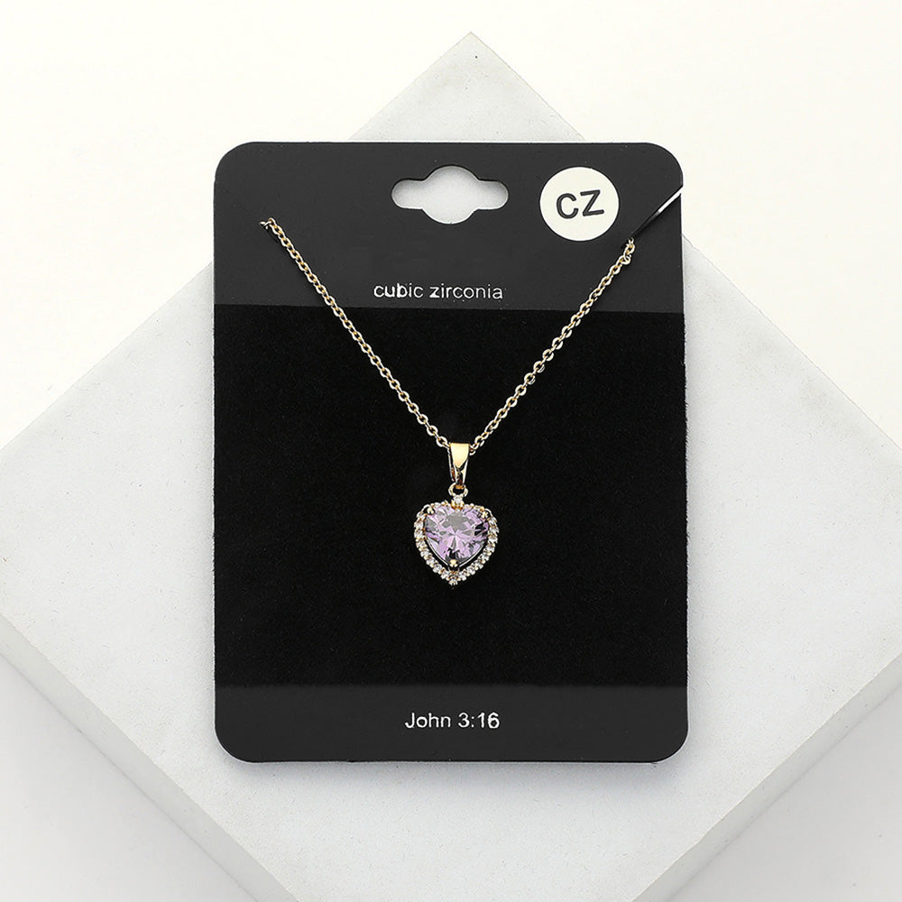 iLLASPARKZ CZ Heart Stone Pendant Necklace