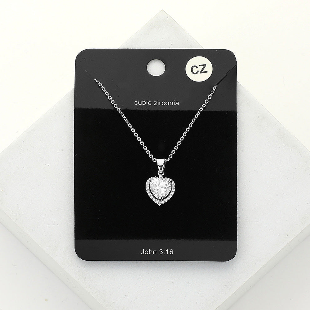 iLLASPARKZ CZ Heart Stone Pendant Necklace