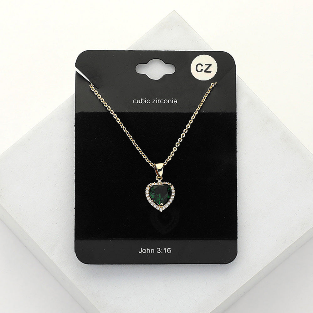 iLLASPARKZ CZ Heart Stone Pendant Necklace