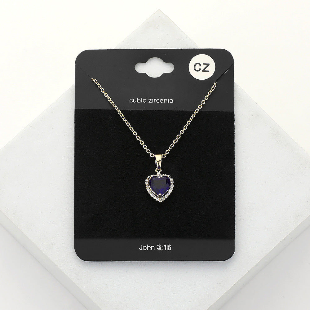 iLLASPARKZ CZ Heart Stone Pendant Necklace