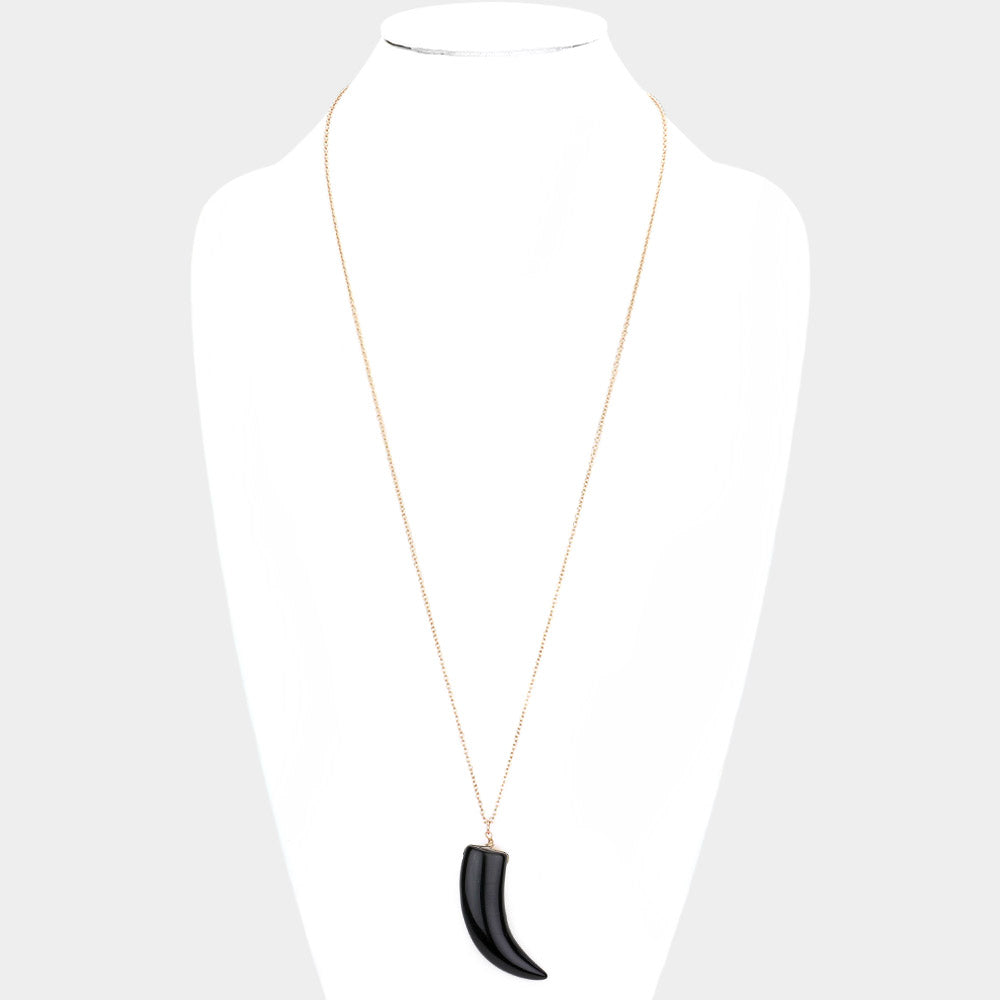 iLLASPARKZ Natural Stone Horn Pendant Long Necklace
