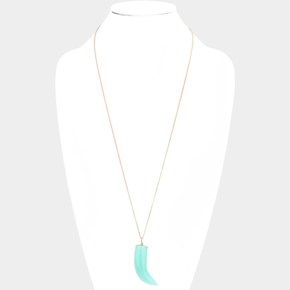 iLLASPARKZ Natural Stone Horn Pendant Long Necklace