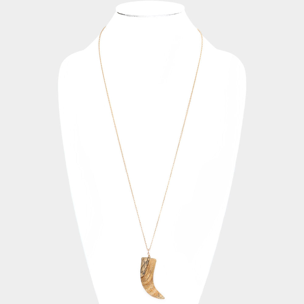 iLLASPARKZ Natural Stone Horn Pendant Long Necklace