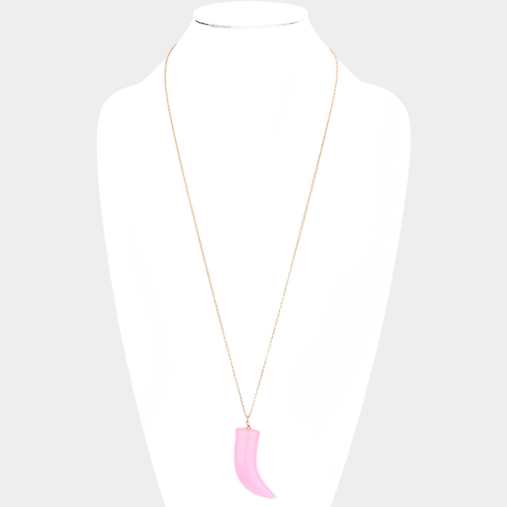 iLLASPARKZ Natural Stone Horn Pendant Long Necklace