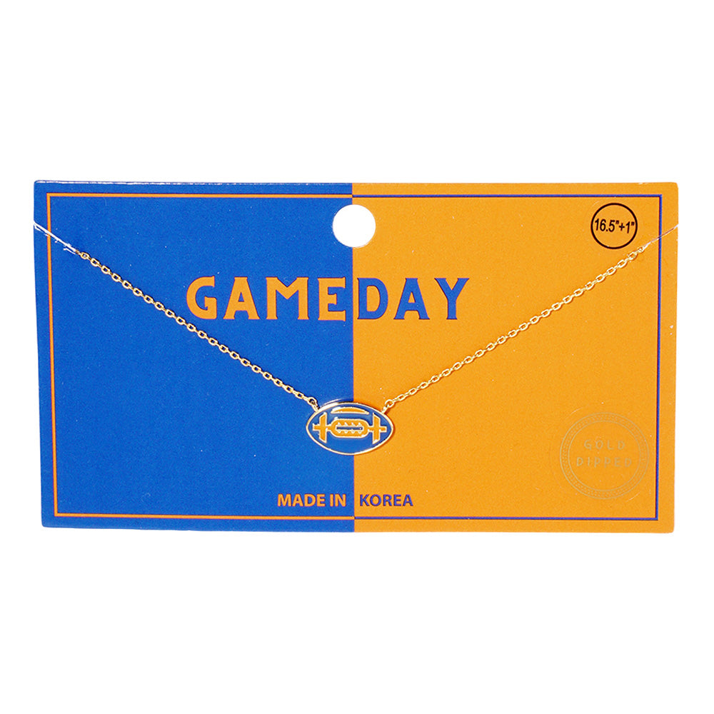iLLASPARKZ Gold Dipped Gameday Enamel Football Pendant Necklace