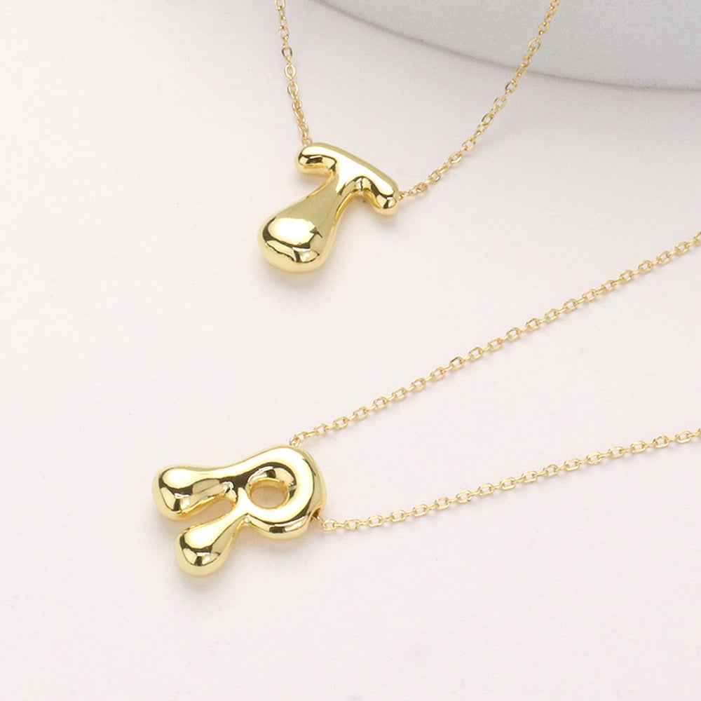 iLLASPARKZ SECRET BOX_ -P- 14K Gold Dipped Bubble Initial Pendant Necklace