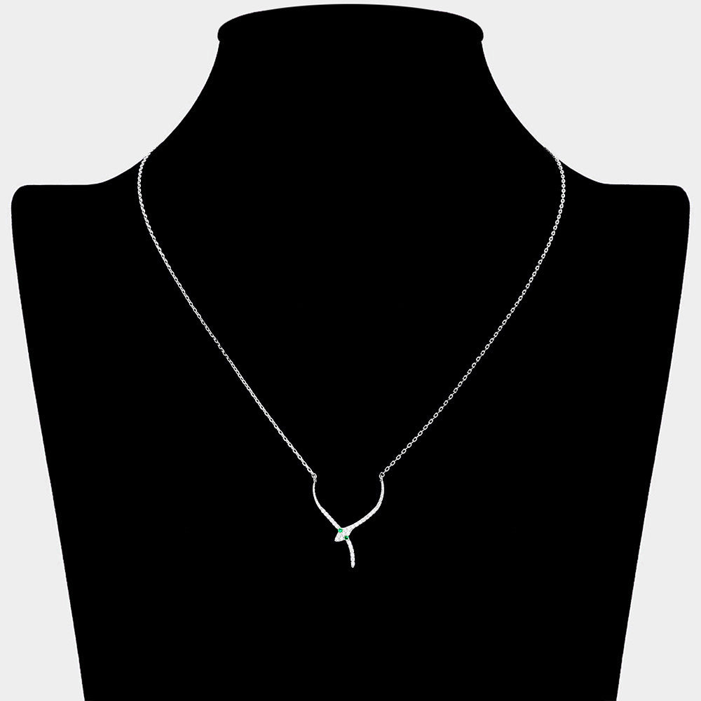 iLLASPARKZ Stone Paved Snake Brass Metal Pendant Necklace