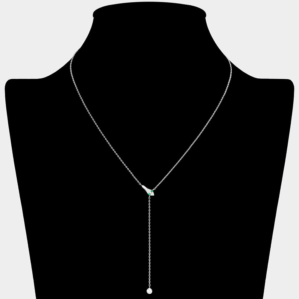 iLLASPARKZ Stone Paved Snake Pendant Round Stone Drop Y Necklace