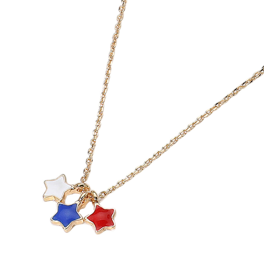iLLASPARKZ American USA Triple Enamel Star Pendant Necklace