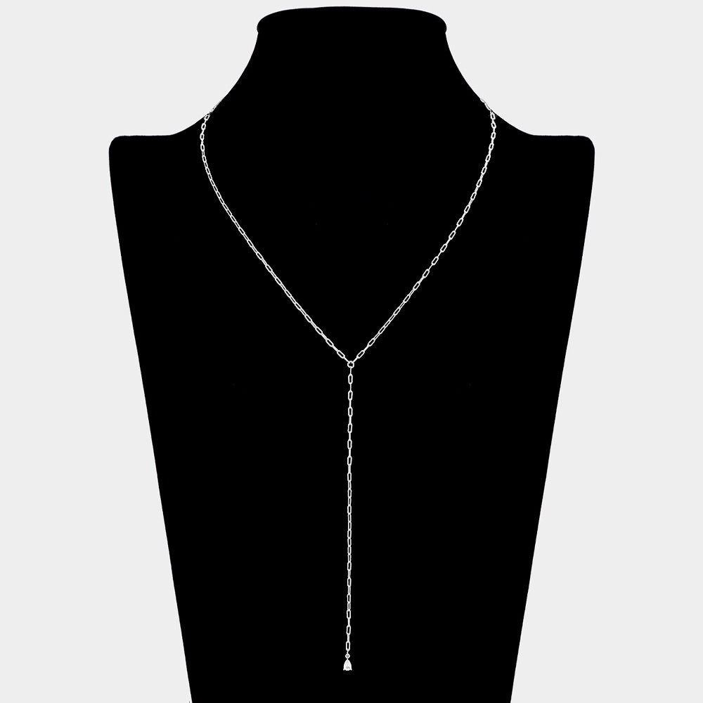 iLLASPARKZ Brass Metal Teardrop Stone Pendant Y Necklace