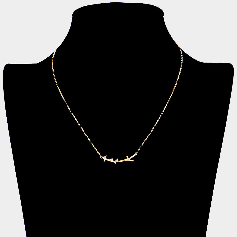 iLLASPARKZ Textured Matte Metal Twig Pendant Necklace