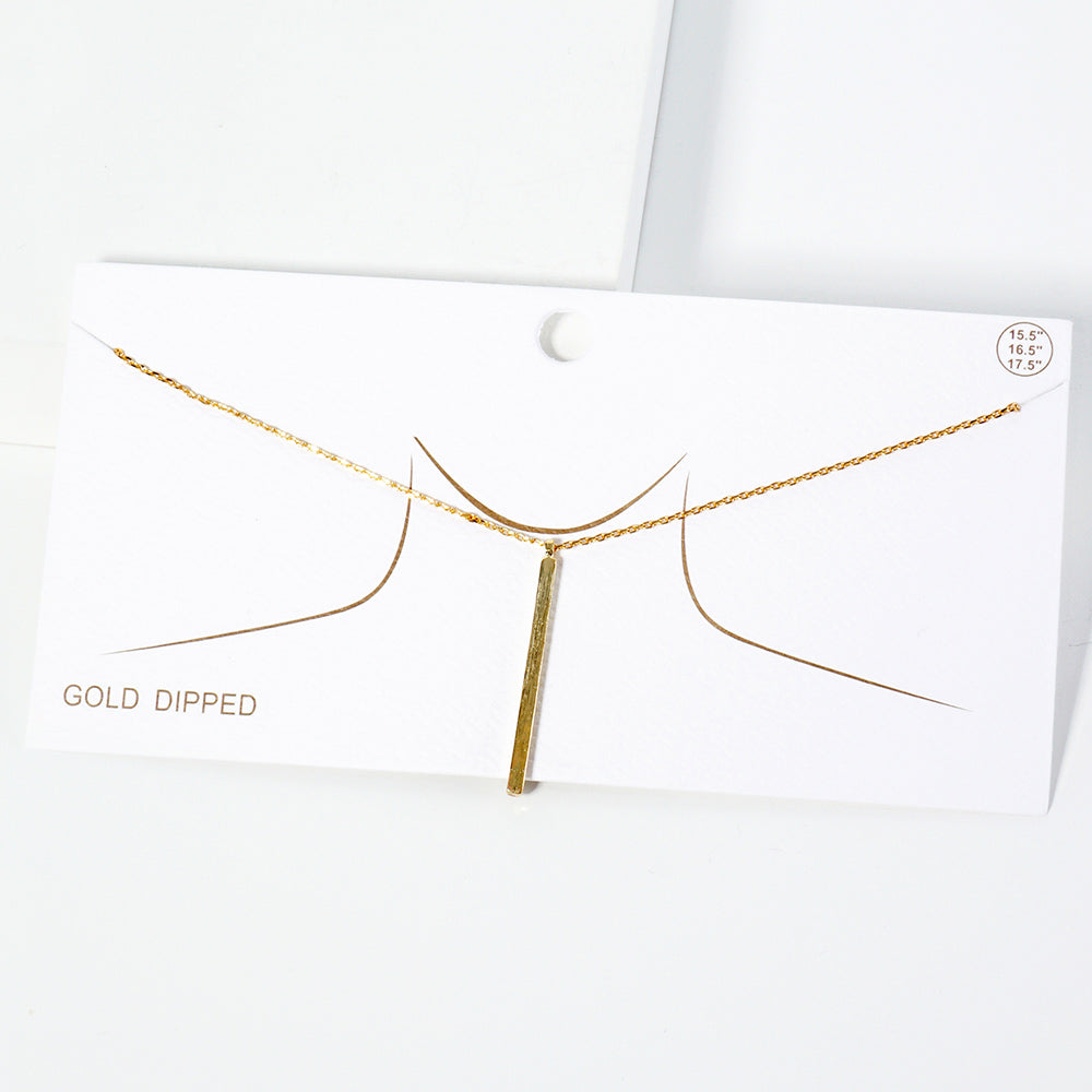 iLLASPARKZ Gold Dipped Metal Bar Pendant Necklace