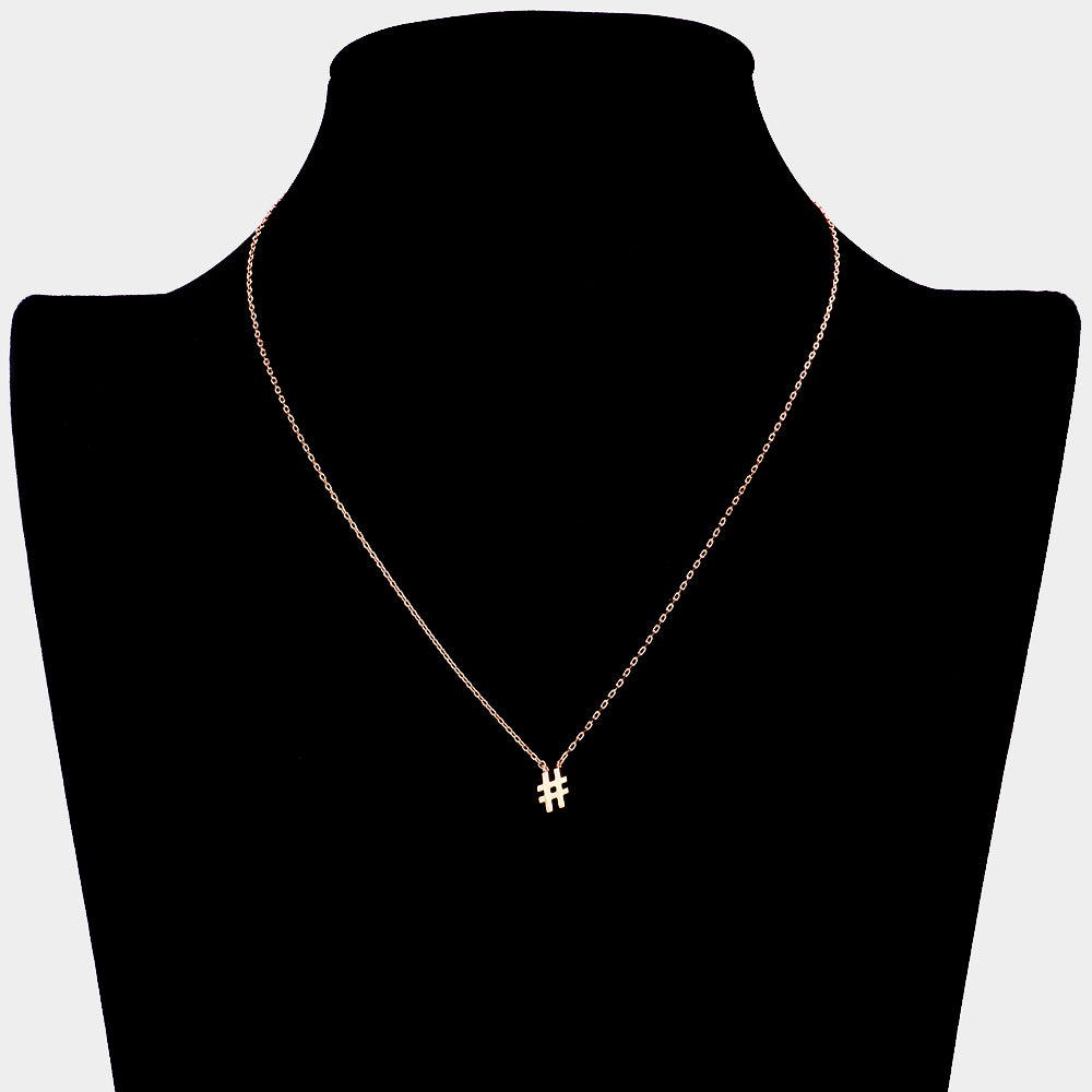 iLLASPARKZ Textured matte metal hashtag pendant necklace