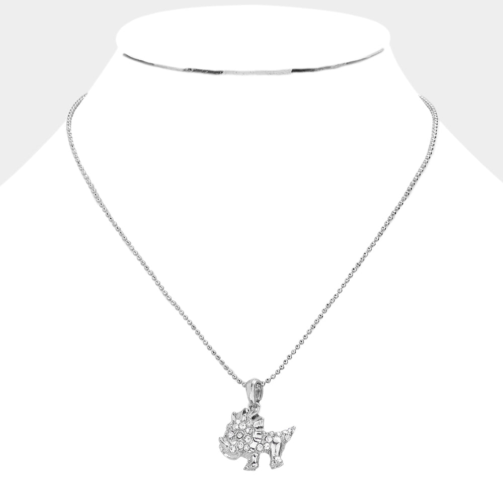 iLLASPARKZ Crystal Pave Rhino Pendant Necklace