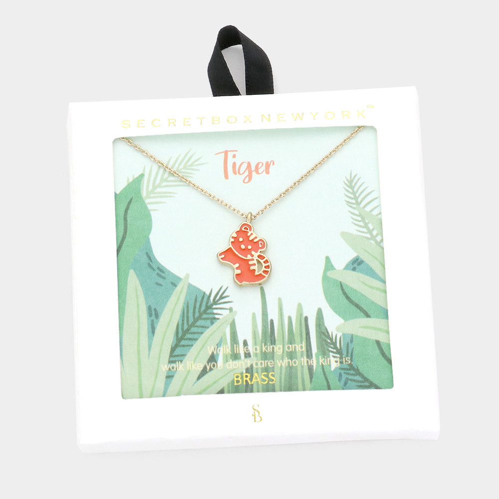 iLLASPARKZ SECRET BOX_Brass Metal Enamel Tiger Pendant Necklace