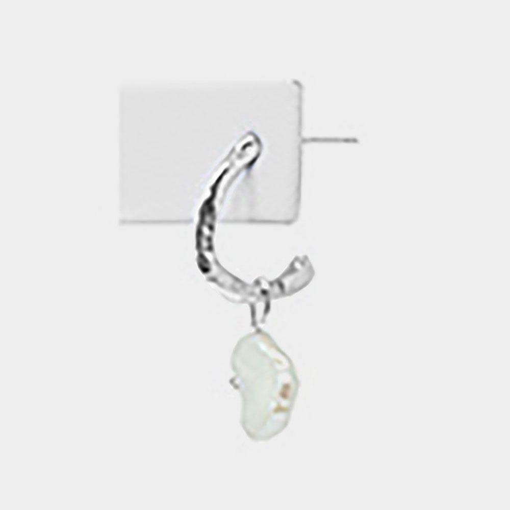 iLLASPARKZ 18K White Gold Plated Brass Half Metal Triangle Pearl Dangle Earrings