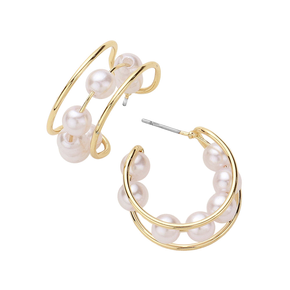 iLLASPARKZ Pearl Pointed Hoop Earrings