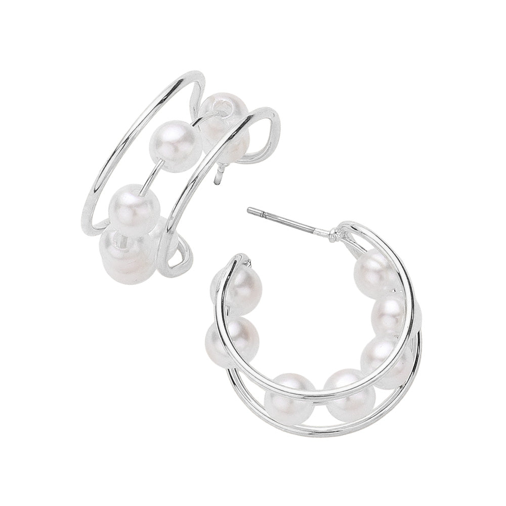 iLLASPARKZ Pearl Pointed Hoop Earrings