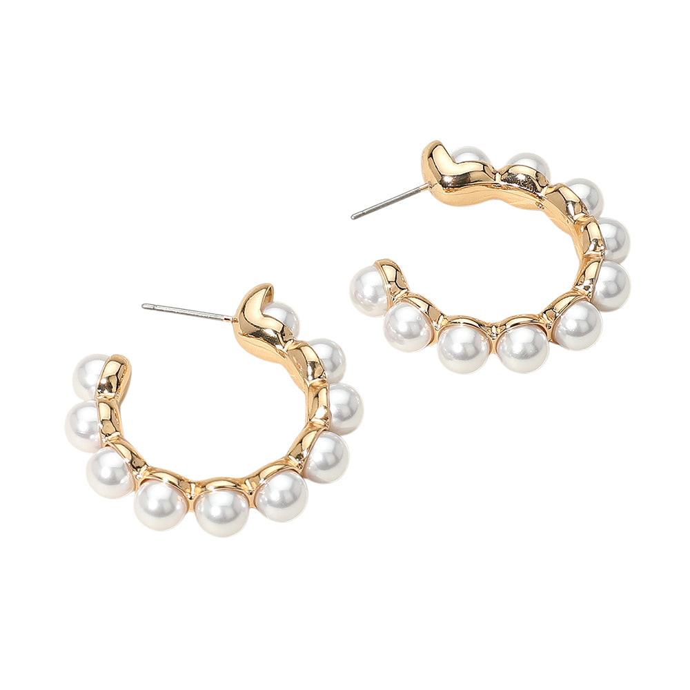 iLLASPARKZ Pearl Studded Hoop Earrings