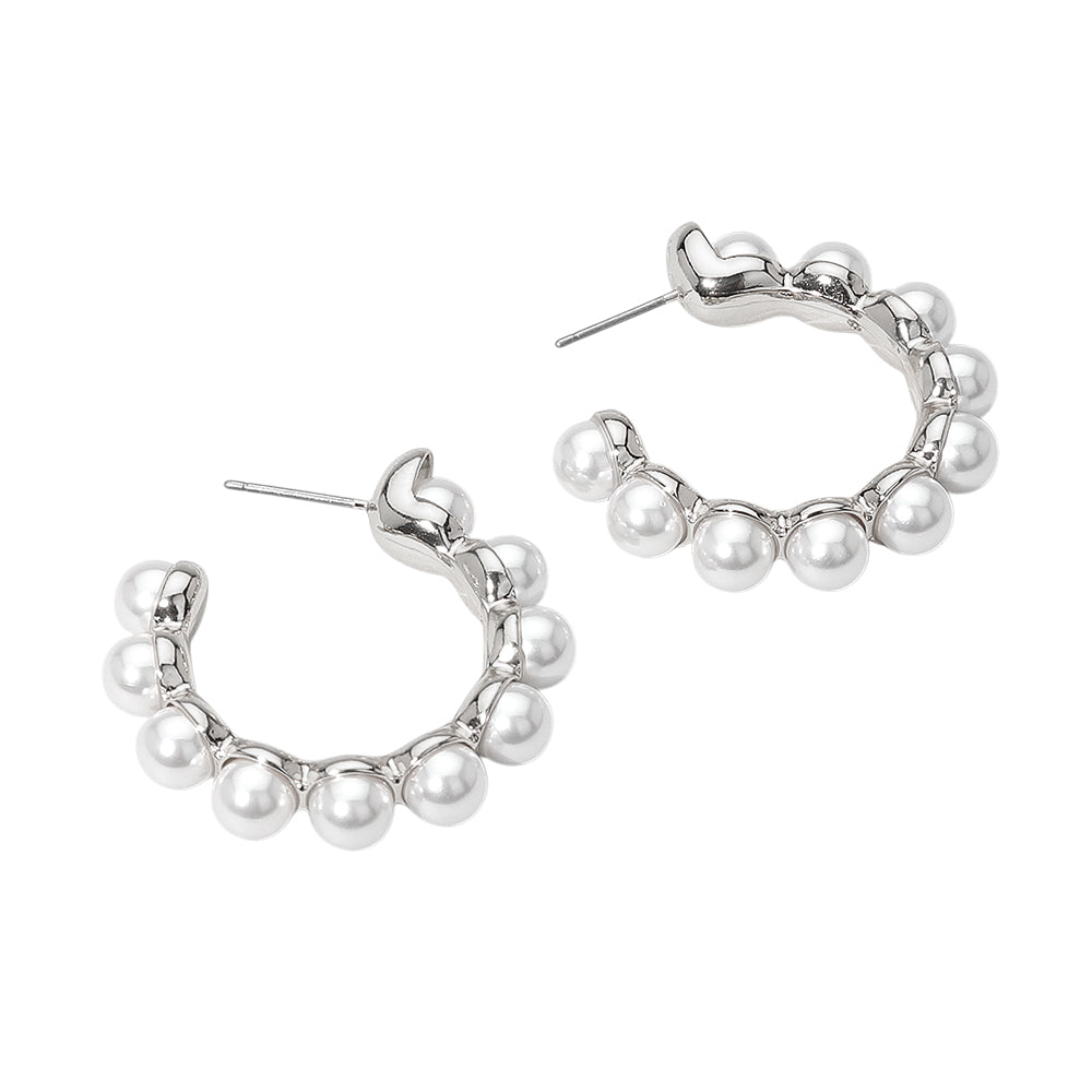 iLLASPARKZ Pearl Studded Hoop Earrings