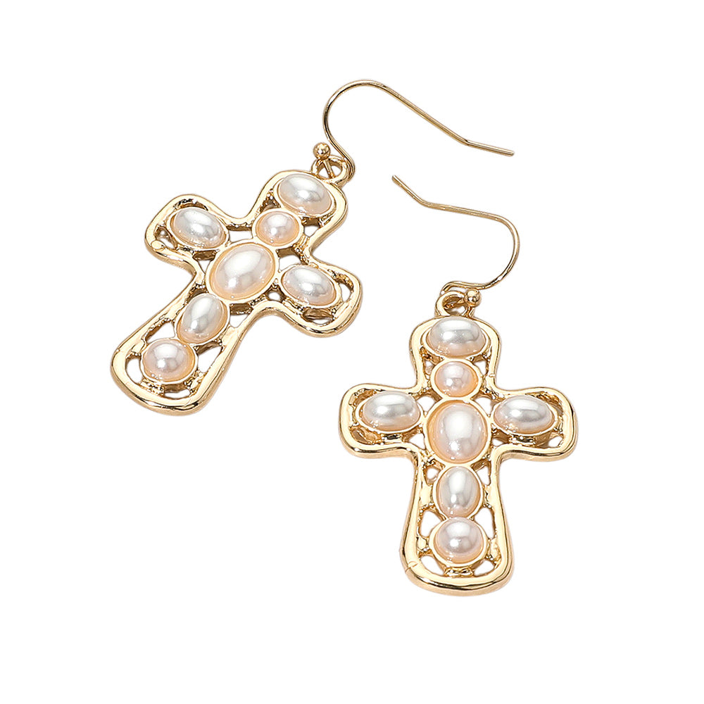 iLLASPARKZ Pearl Cross Dangle Earrings