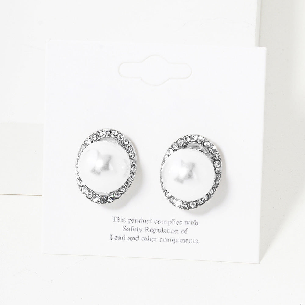 iLLASPARKZ Crystal trim pearl stud earrings