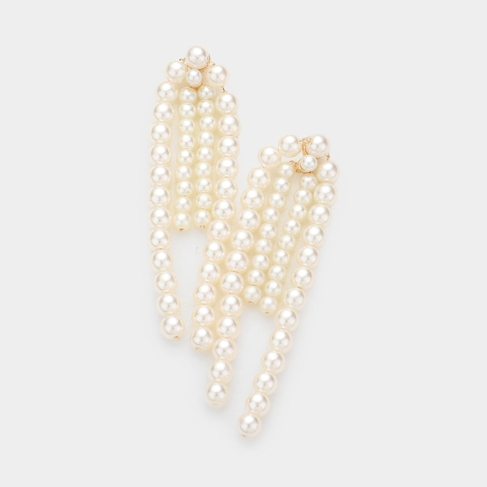 iLLASPARKZ Flower Pearl Fringe Dropdown Earrings