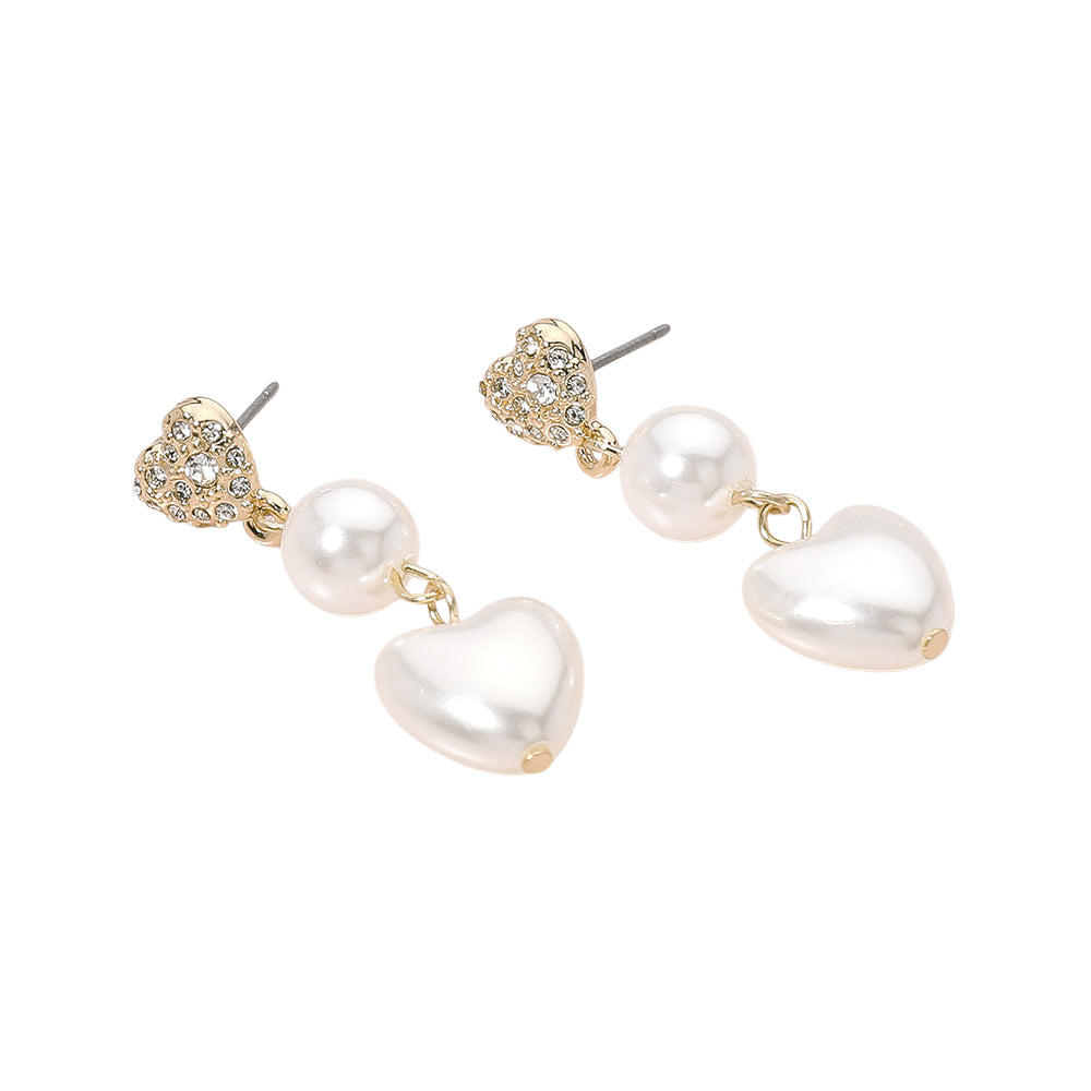 iLLASPARKZ Pearl Heart Link Dropdown Dangle Earrings