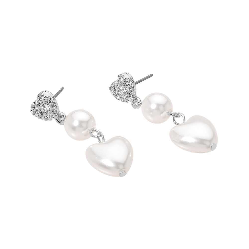 iLLASPARKZ Pearl Heart Link Dropdown Dangle Earrings