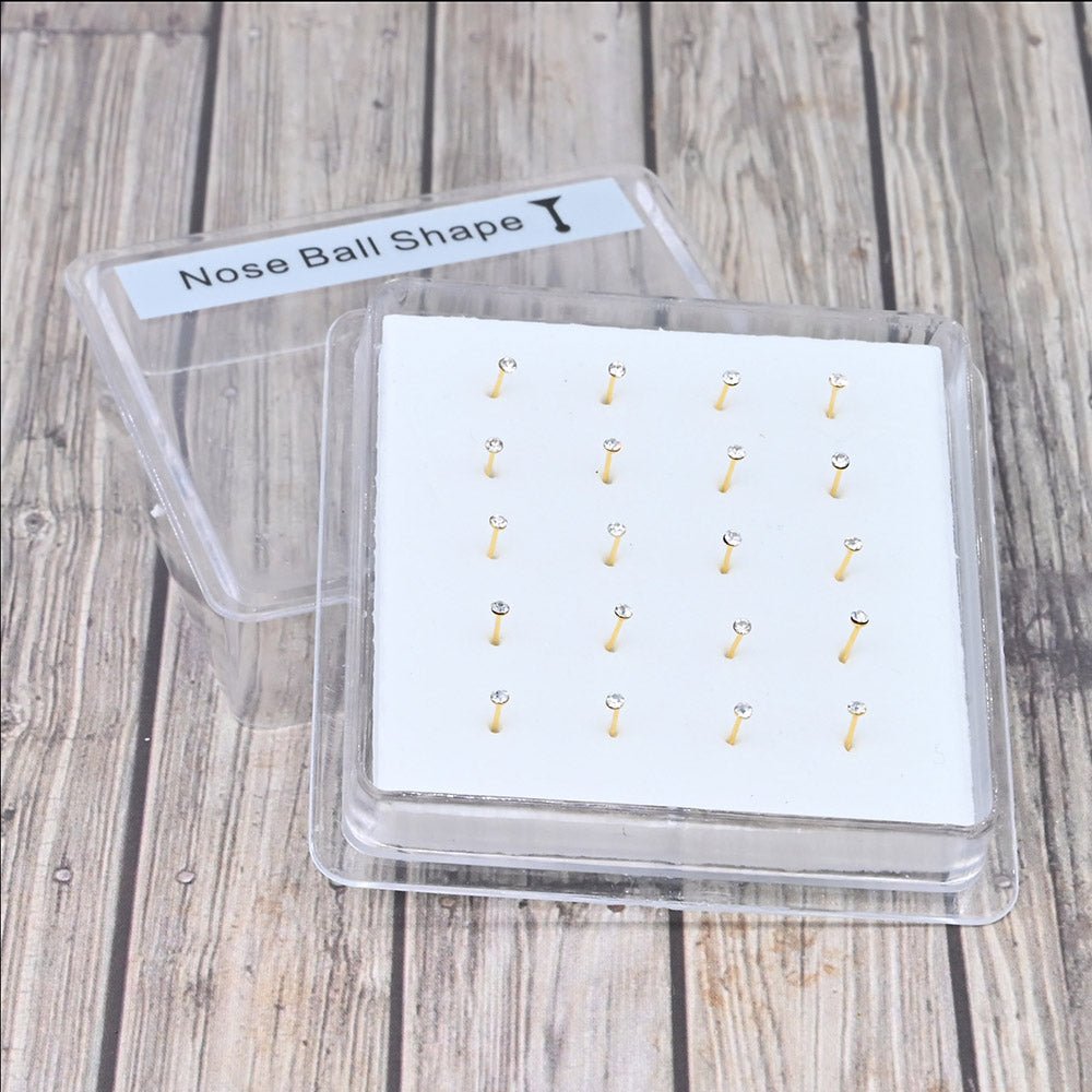 iLLASPARKZ 20PCS - 1mm Round Clear CZ Nose Pins