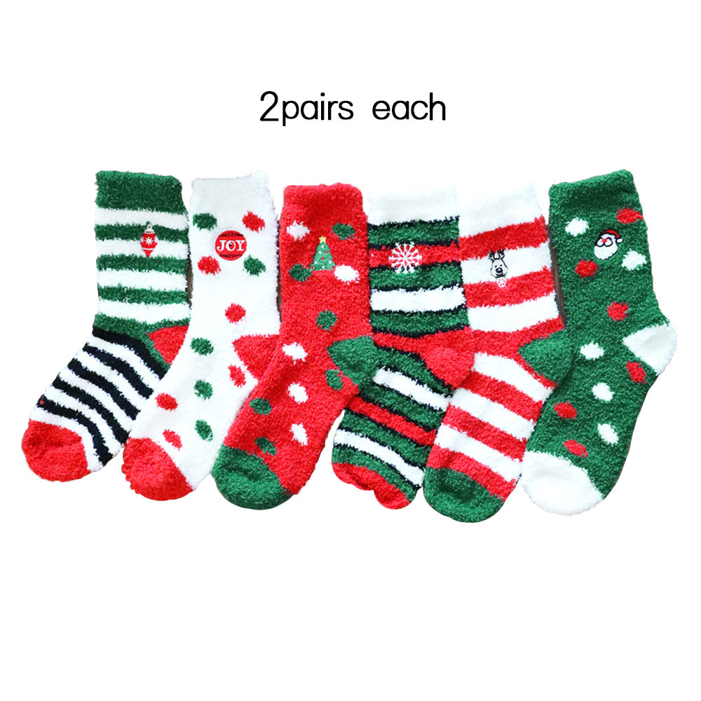 iLLASPARKZ 12Pairs - Joy Message Christmas Tree Snowflake Rudolph Santa Claus Pointed Soft Socks