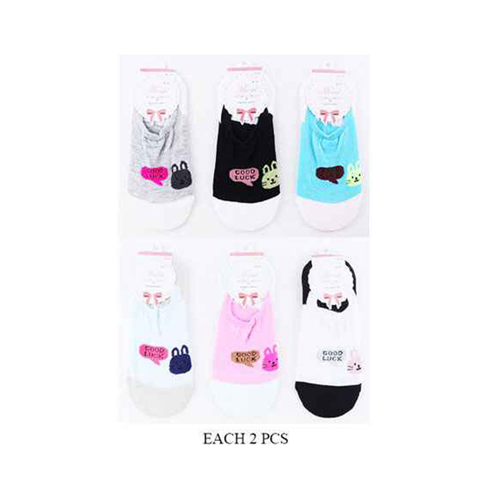 iLLASPARKZ 12Pairs - Good Luck Message Bunny Socks