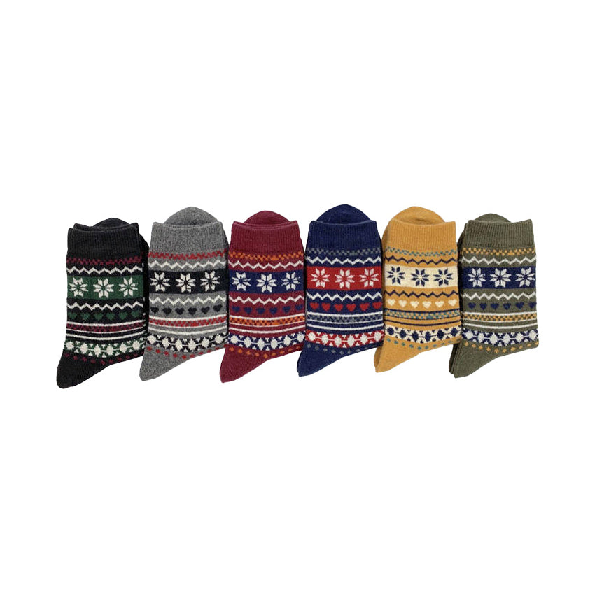iLLASPARKZ 6PAIRS - Wool Blend Warm Crew Snowflake Printed Socks