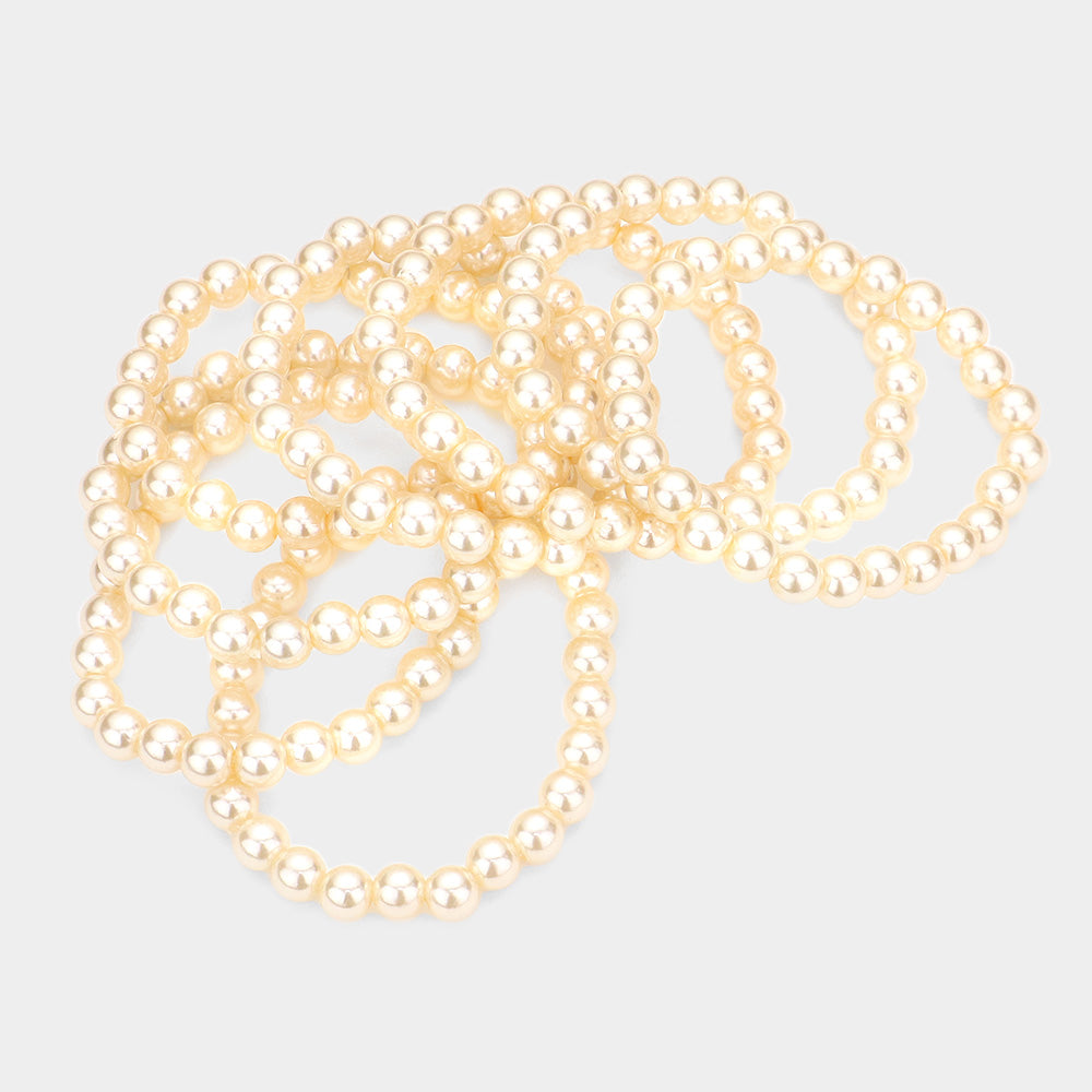 iLLASPARKZ 8PCS - pearl stack stretch bracelets