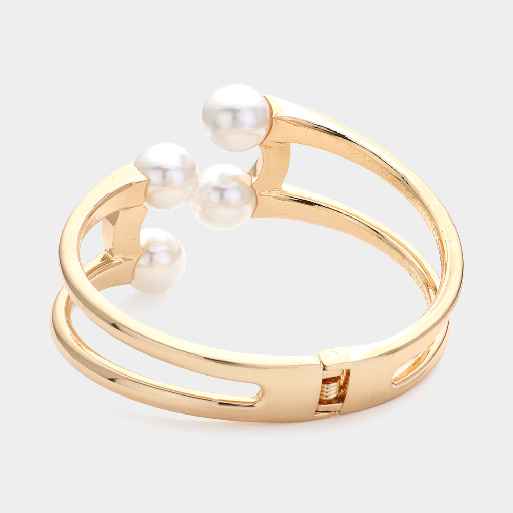 iLLASPARKZ Pearl Tip Hinged Cuff Bracelet