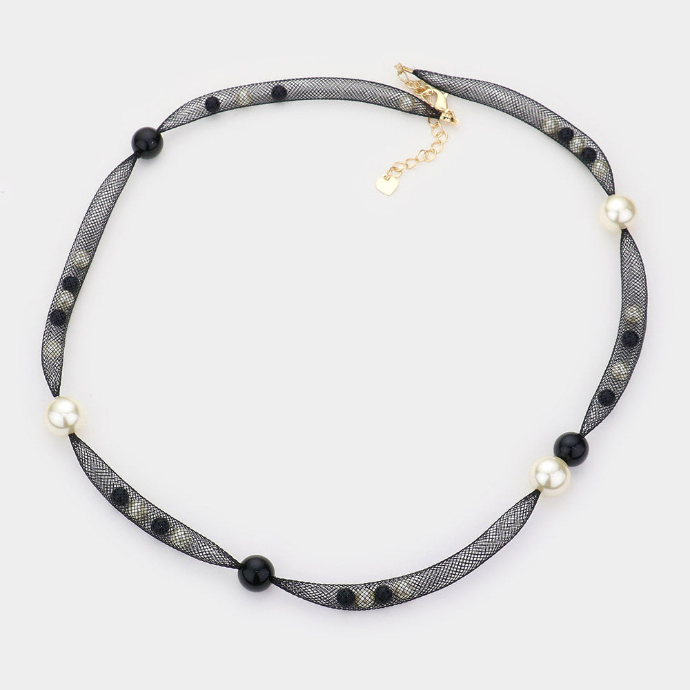 iLLASPARKZ Pearl Accented Mesh Wrap Bracelet