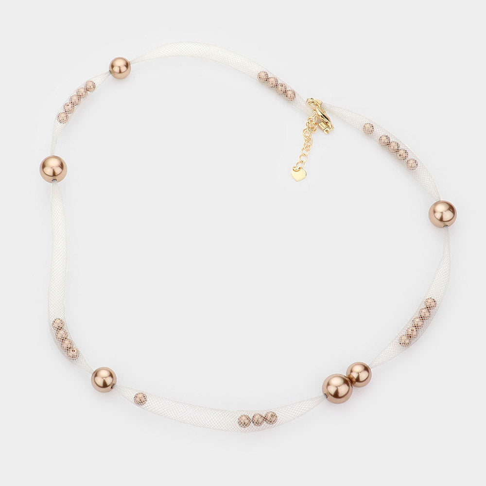 iLLASPARKZ Pearl Accented Mesh Wrap Bracelet