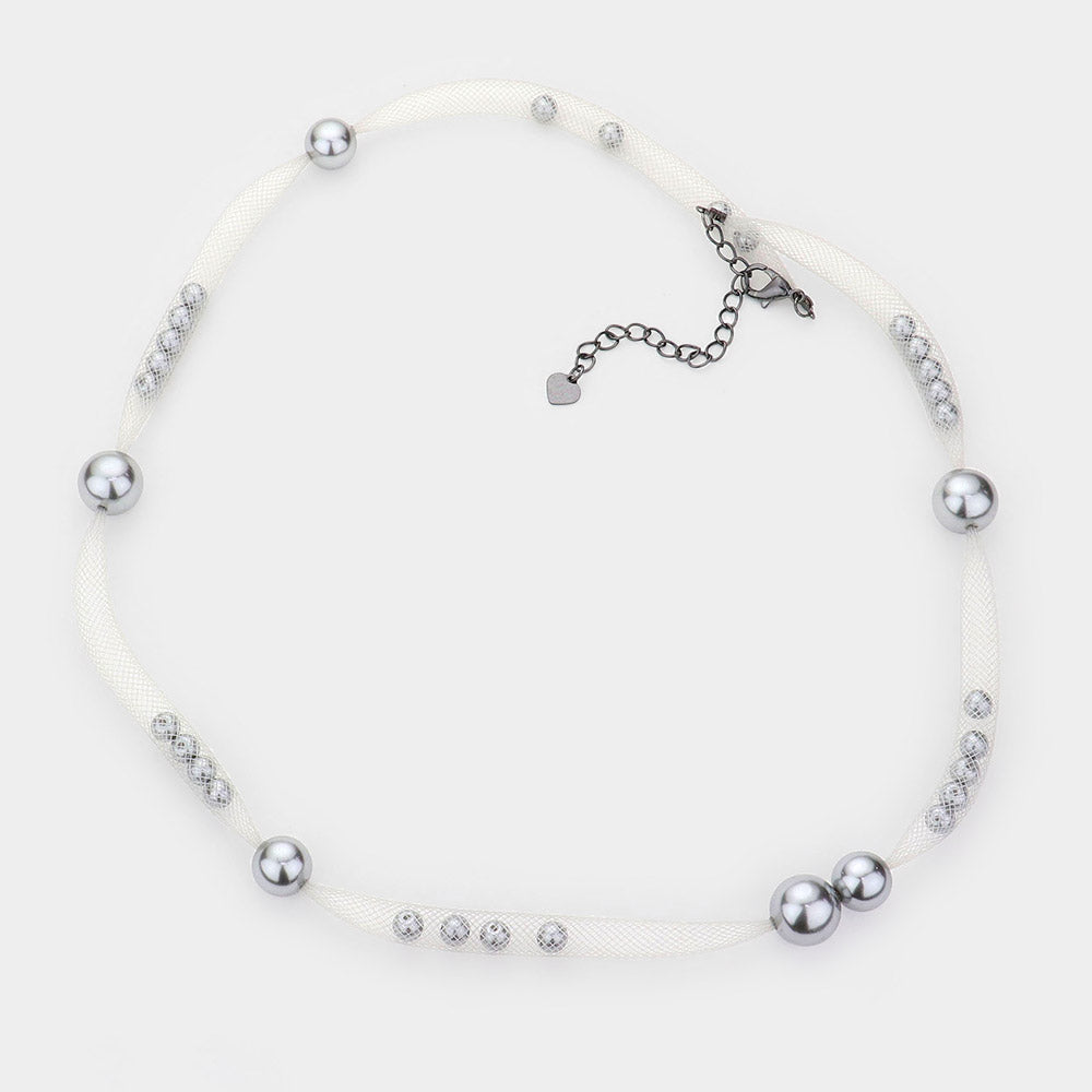 iLLASPARKZ Pearl Accented Mesh Wrap Bracelet