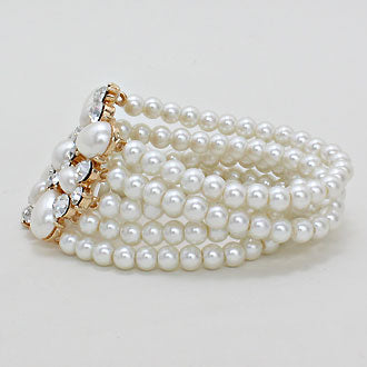 iLLASPARKZ Crystal Pearl Flower Stretch Bracelet